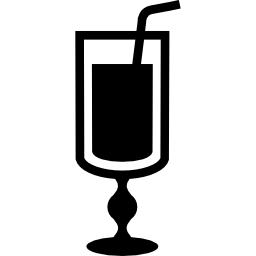 bicchiere alto con trasparenza pieno di bevanda con cannuccia icona