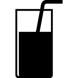 bicchiere trasparente con bibita e cannuccia icona