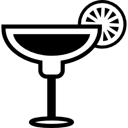 bicchiere da cocktail con fetta di limone sul bordo icona