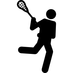 lacrosse silhouet van een persoon met een racket icoon