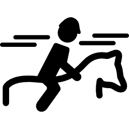 Jockey and horse in competition icon