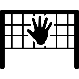 Volleyball net with hand silhouette icon