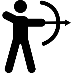 Hunter hunting with bow and arrow icon