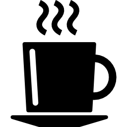 tazza di caffè caldo su un piatto icona