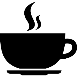 hete koffie afgeronde kop op een bord vanuit zijaanzicht icoon