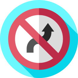 verboden rechtsaf te slaan icoon
