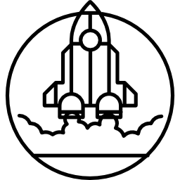 Rocket ship outline in launching position icon