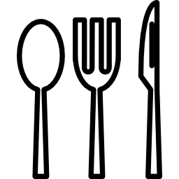 Eating tools three black silhouettes icon
