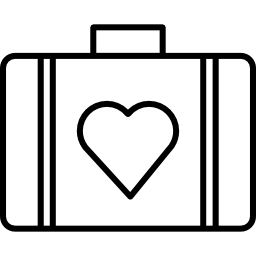 walizka z czarną skrzynką w kształcie serca ikona