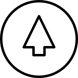 flecha hacia arriba contorno sobre fondo de círculo icono