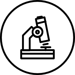 Microscope outline in a circle icon