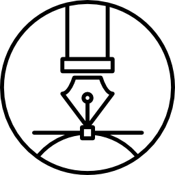 punta de lápiz de caligrafía sobre fondo circular icono