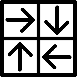 quatre flèches carrées dans des directions différentes Icône