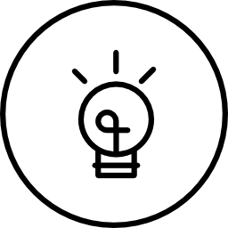 lampadina di forma arrotondata all'interno di un cerchio icona