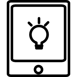 tablet con contorno lampadina icona