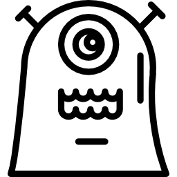 Robot character with antennas couple one big eye and a mouth icon