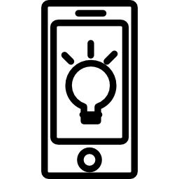 Сотовый телефон с символом лампочки иконка