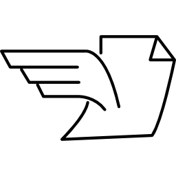 gevouwen document met vleugels icoon