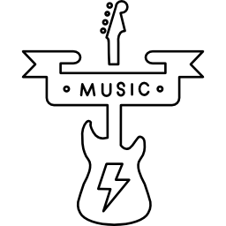 muziekbanner en een gitaarsilhouet icoon