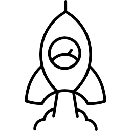 silueta de nave espacial con lanzamiento de velocímetro icono