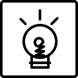 desenho de lâmpada em um fundo quadrado Ícone