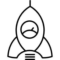 cohete con forma de velocímetro icono