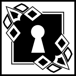 schlüsselloch mit randdesign innerhalb eines quadrats icon