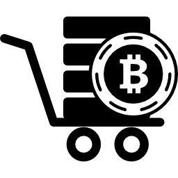 Bitcoin in a pushcart icon