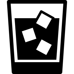 Cold drink glass with ice cubes icon
