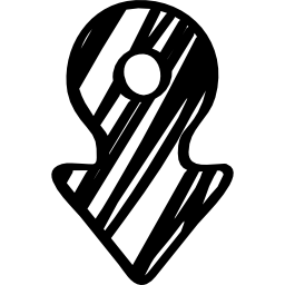 flecha dibujada apuntando hacia abajo con agujero en el centro icono