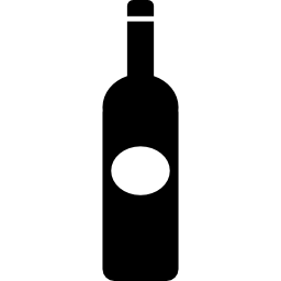 bottiglia scura di forma grande con etichetta ovale icona