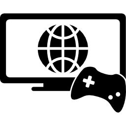 Online games symbol of a monitor and a game control icon