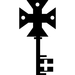 Religious key of complex cross shape icon