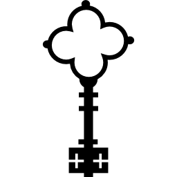 Flower shaped key with crosses of vintage elegant design icon