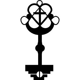 diseño de llave con corazón y cruz. icono