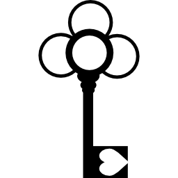 disegno floreale su una chiave a forma di cuore icona