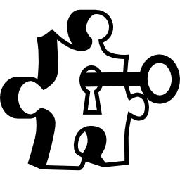 Puzzle piece with a keyhole and the key icon