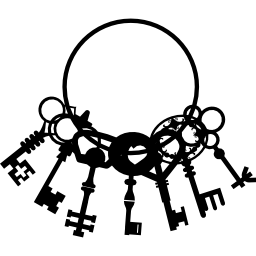 llaves colgando de un círculo en un grupo de siete icono