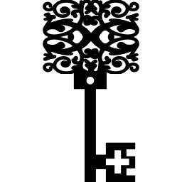 Vintage floral square design key shape icon