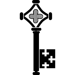 sleutel met een ruit een bloem en kruisjes icoon