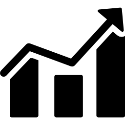 Increasing stocks graphic of bars icon