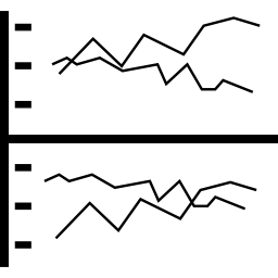 gráfico de flujo dual icono