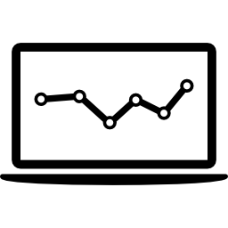 Графика акций на мониторе ноутбука иконка