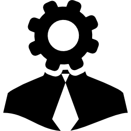 símbolo de interfaz de configuración de usuario de un hombre con una rueda dentada en la cabeza icono
