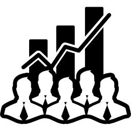 Stock data analytics interface symbol with businessmen and bars garphic background icon