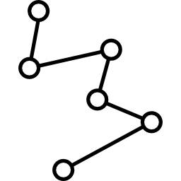 símbolo de interfaz de conexiones de nodos de círculos conectados por líneas icono
