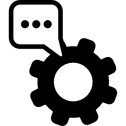 Символ настроек текста зубчатого колеса с речевым пузырем иконка
