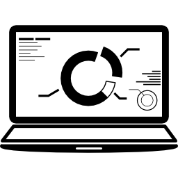 grafico a torta del computer portatile sullo schermo icona