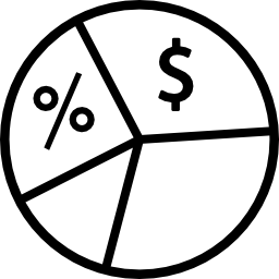 Информация о деньгах в виде круговой диаграммы иконка