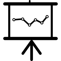 Data analytics graphic on a presentation screen icon